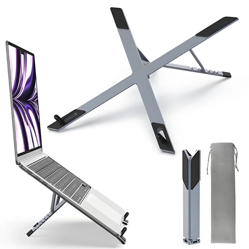 Mini supporto portatile pieghevole in metallo per laptop per supporto per notebook regolabile ad angolo da scrivania compatibile con tablet laptop da 10-17 pollici