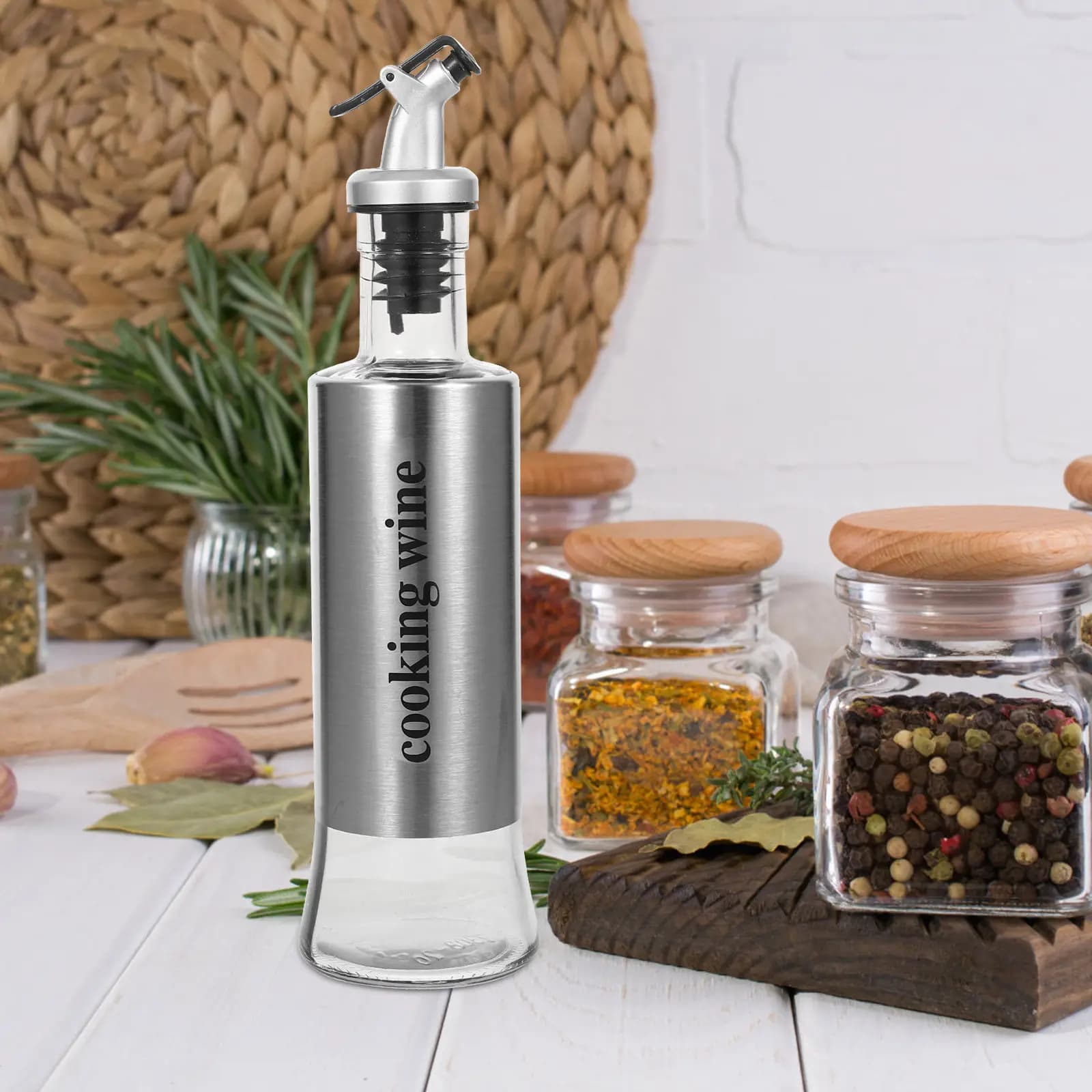 Set di 4 Dispenser per Olio da Cucina, Bottiglie per Condimenti, Olio d'Oliva, Salsa di Soia, Aceto, Vino, Design Anti-Goccia per Casa