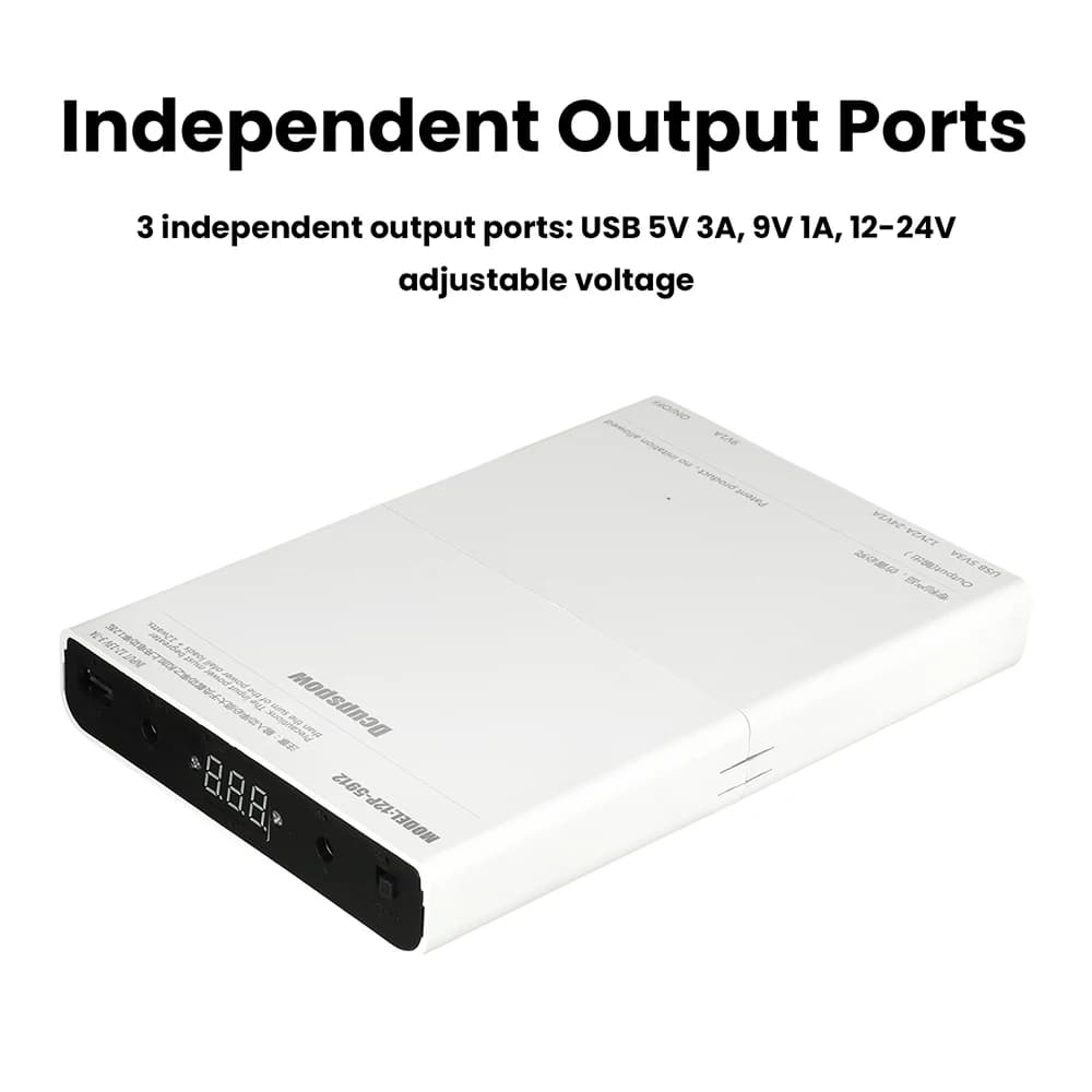 Power bank DIY Kit with 18650 battery housing and adjustable voltage UPS function for 5V 9V 12V optical router modems