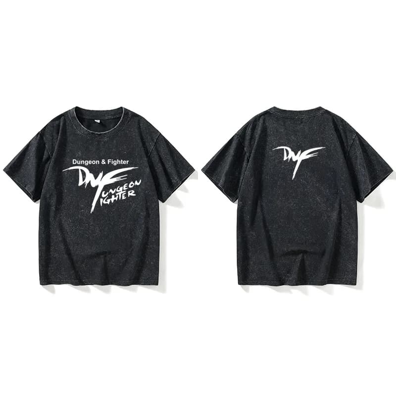 DNF Logo Street Style round Neck Short Sleeve T-Shirt Unisex Loose Fit Summer Casual Cotton Top for Men And Women