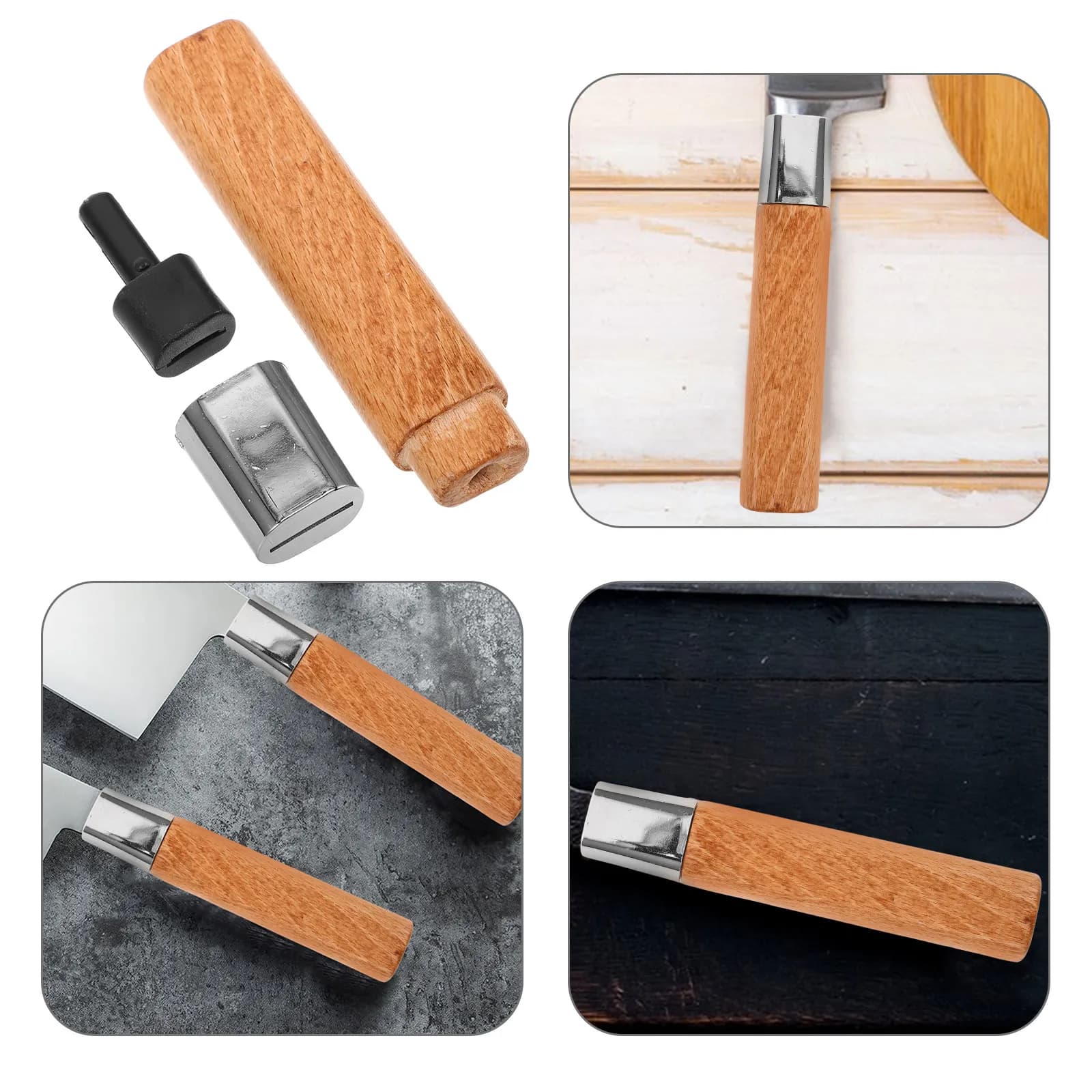 Manico di ricambio in palissandro per coltelli cinesi e Santoku, impugnatura ergonomica in legno massello per comfort, fai da te, cucina