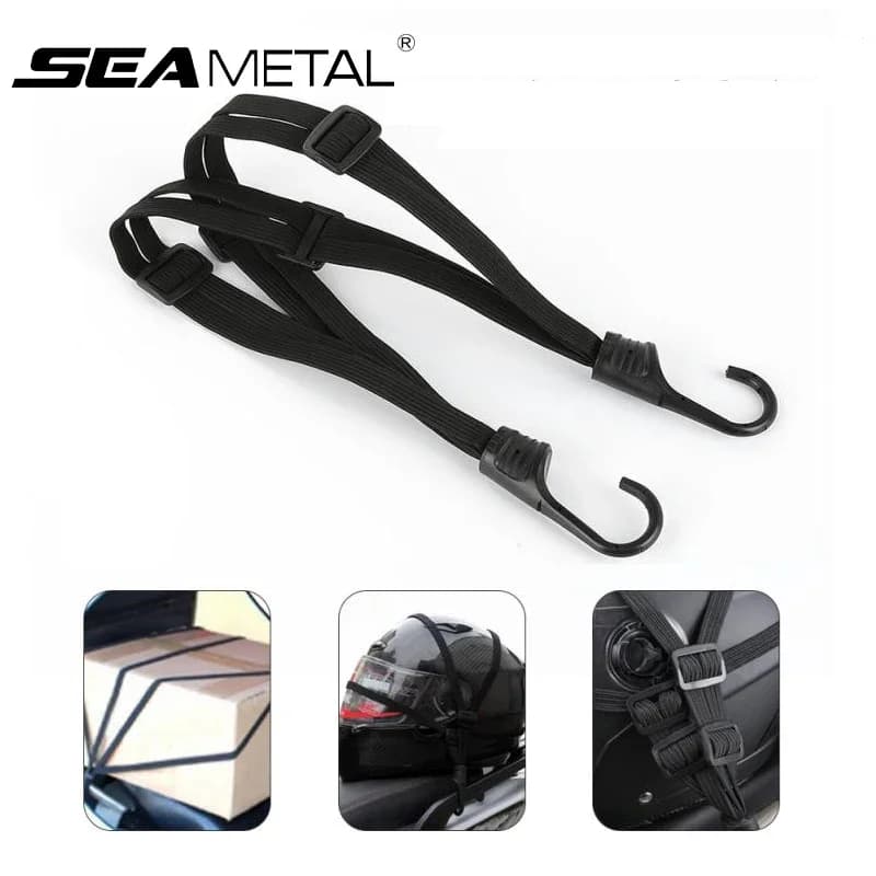 SEAMETAL Universal 60cm Motorcycle Luggage Strap Moto Helmet Gears Fixed Elastic Buckle Rope High-Strength Retractable Protect