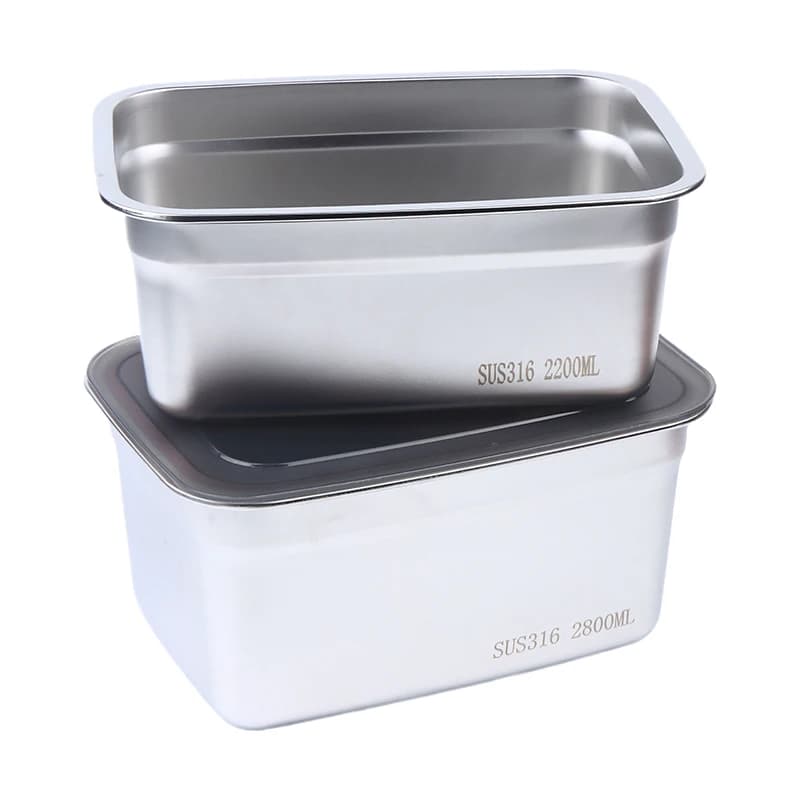 Contenitore per Pranzo da Campeggio in Acciaio Inox 316, Scatola Bento Sigillata, Contenitore per Mantenere la Freschezza, Scatola per Frutta da Frigorifero 2200/2800ML
