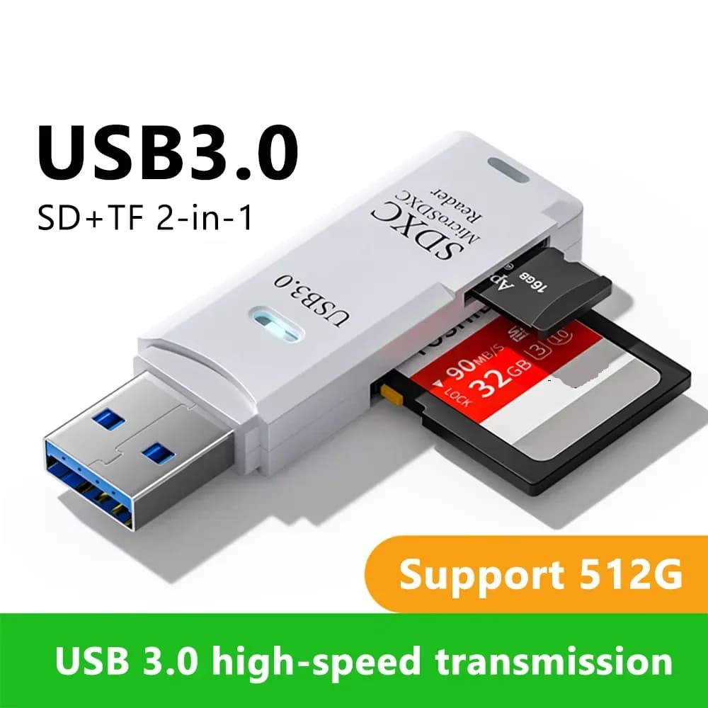 Mini lettore Multi-scheda 2 in 1 ad alta velocità USB 3.0 Micro SD TF Card Memory Flash Drive Adapter
