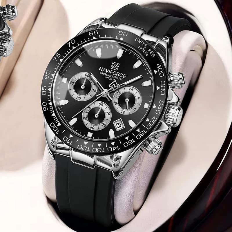 NAVIFORCE Orologio da polso maschile multifunzione creativo con datario, cinturino in silicone morbido, orologio al quarzo da uomo, cronografo sportivo impermeabile