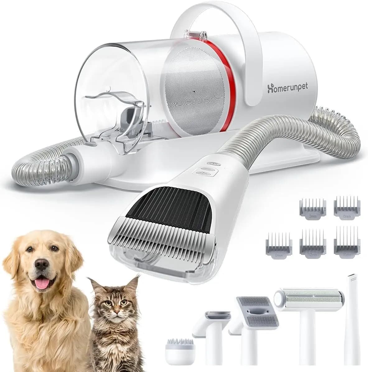 Aspirapolvere per Toelettatura Animali 6-in-1 Ultra Silenzioso, 12000Pa di Aspirazione per Cani e Gatti, Design a Basso Rumore