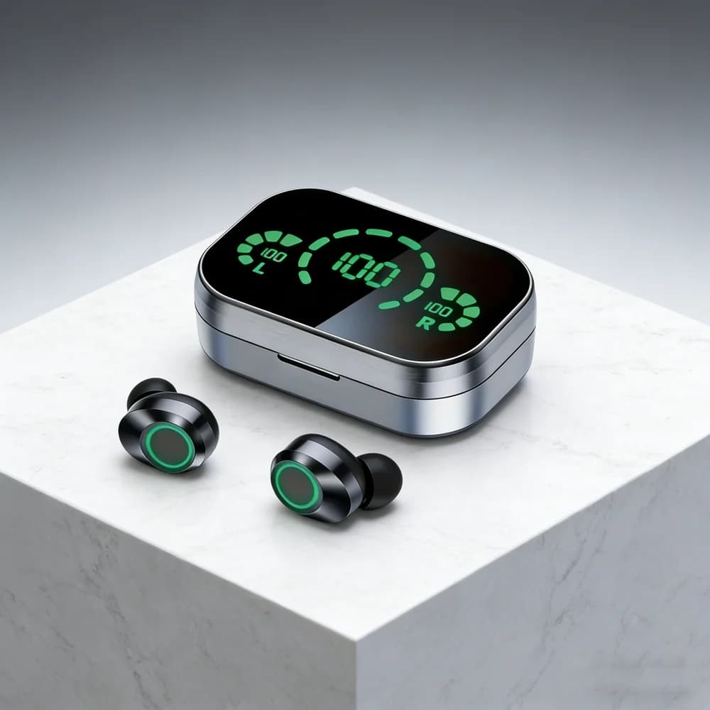Auricolari Bluetooth Wireless TWS con Microfono, Scatola di Ricarica LED, Cuffie Bluetooth Senza Fili
