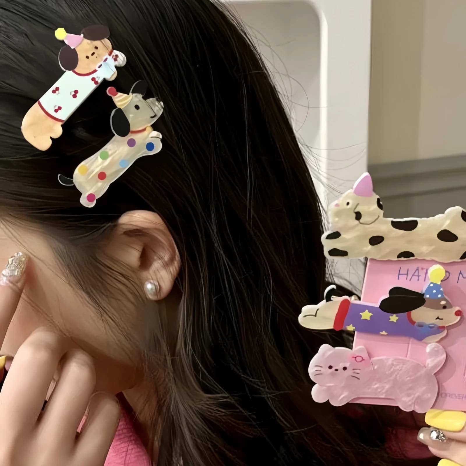 1PC Cute Cartoon Hair Clips Set: Adorable Dog & Cat Designs, Fun & Trendy Hair Accessories. Perfect for Adding a Playful Touch