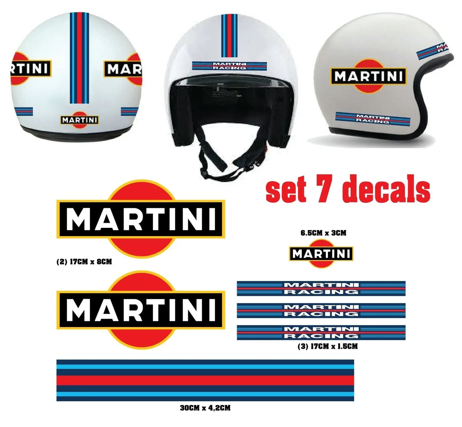 Adesivi casco Martini Racing Sticker casco tuning Decal moto