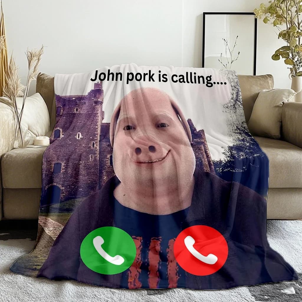 John Pork sta chiamando Coperta stampata sottile Accessori Coperte per la casa Coperta in flanella per divano, letto, viaggi, campeggio, soggiorno, ufficio