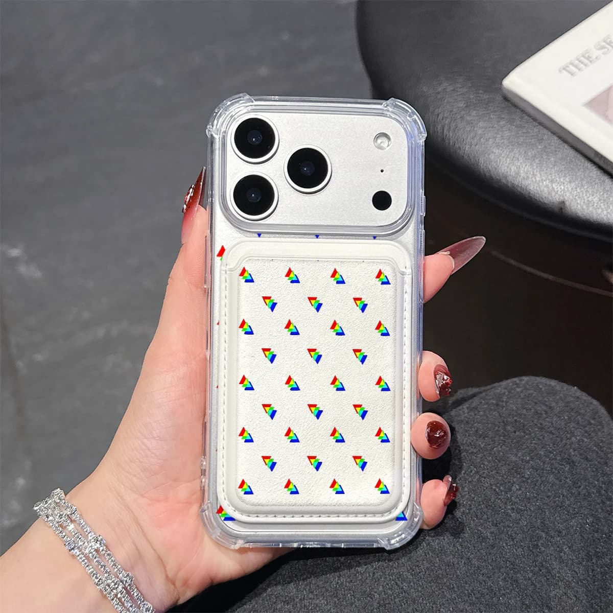 Geometric Pop Phone Case For iPhone 17 16 15 14 13 Pro Max Plus Wallet Pocket Transparent Soft TPU for Magnetic Phone Case