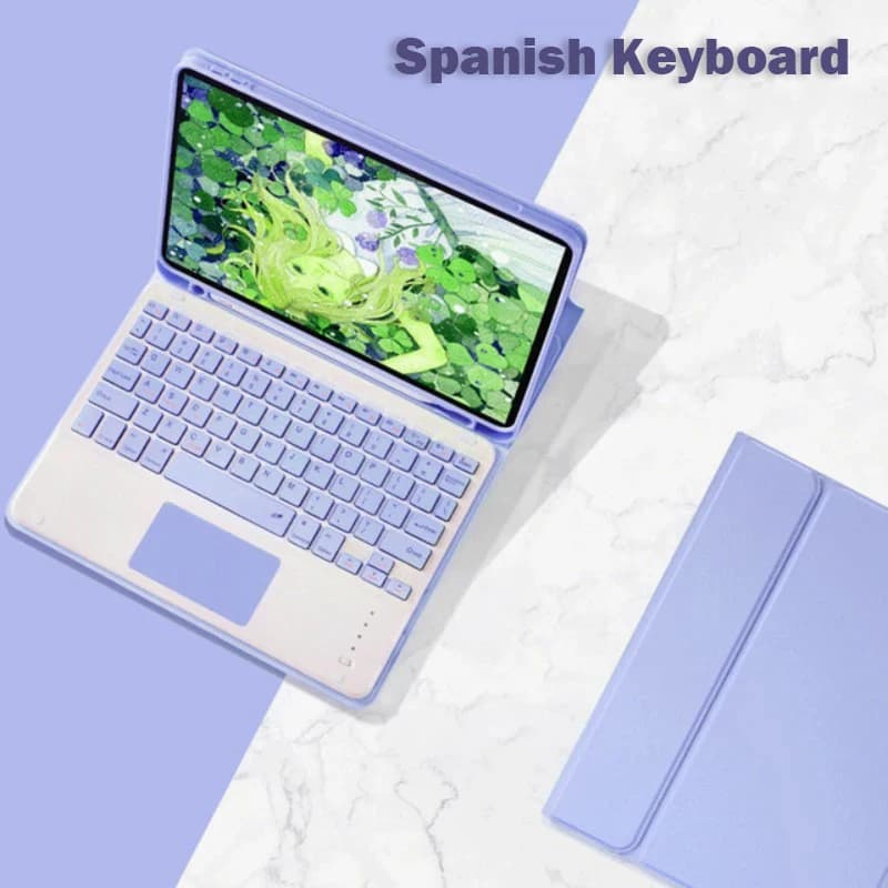 Custodia con tastiera spagnola per iPad 10th Air 11 Air 5 4 10.9 Custodia 10.2 9th 8th Pro 11 10.5 Air 3 Custodia con magnete wireless PU Flip Stand