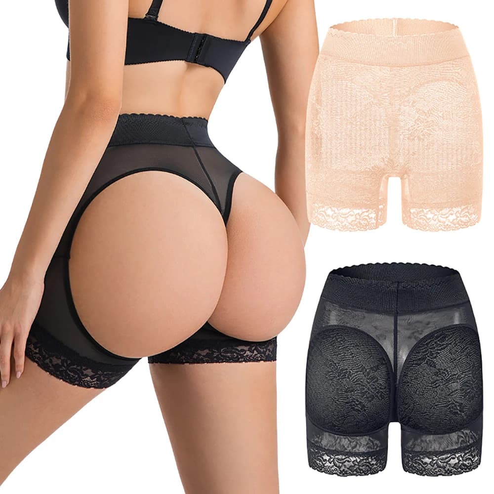 Mutandine Modellanti Donna con Pizzo Effetto Sollevamento Glutei, Intimo Modellante a Vita Alta con Controllo Pancia e Sollevamento Fianchi