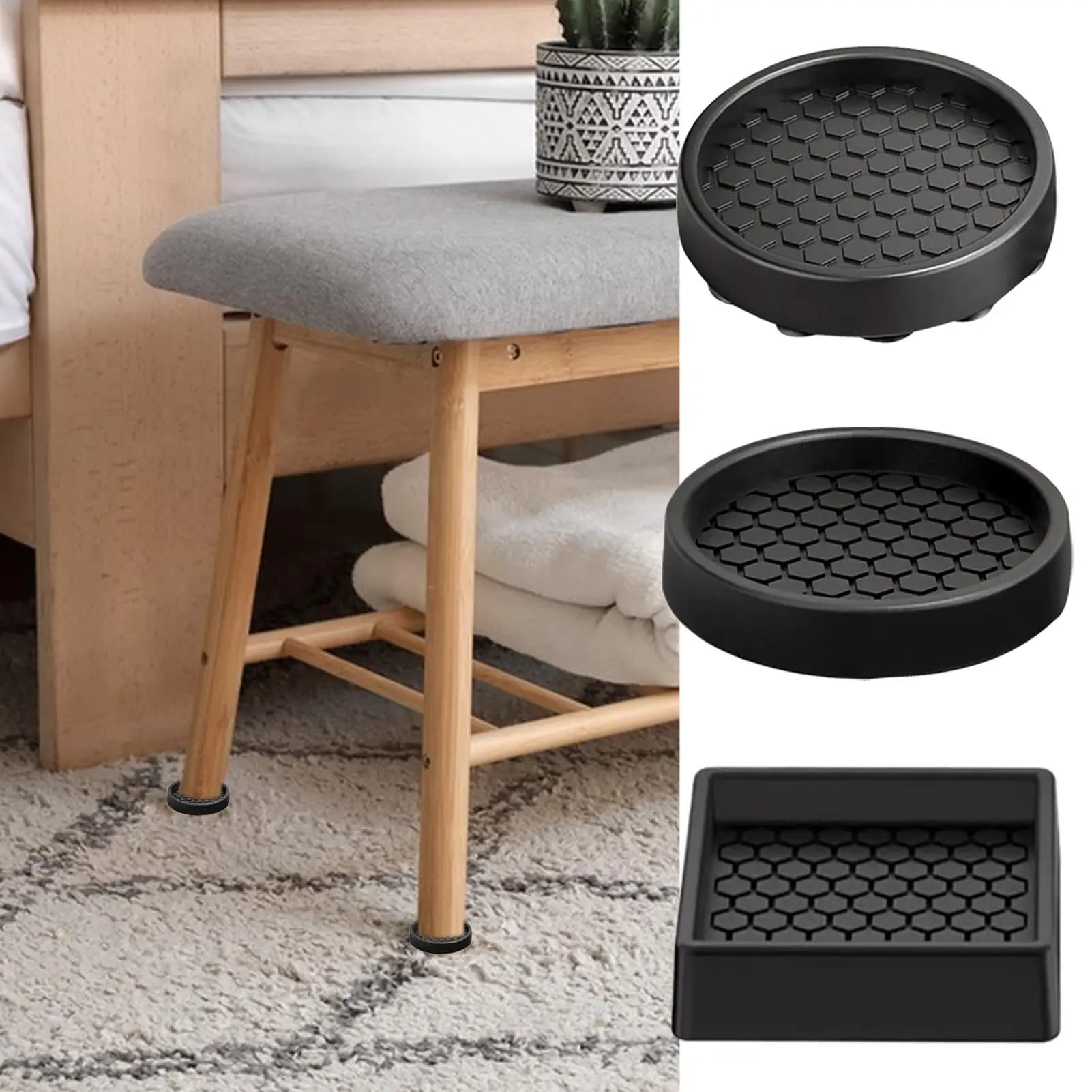 4 pcs furniture pads cups with non-slip silicone wheels anti-slip floor protection for wooden floors, chair, table, bed, sofa