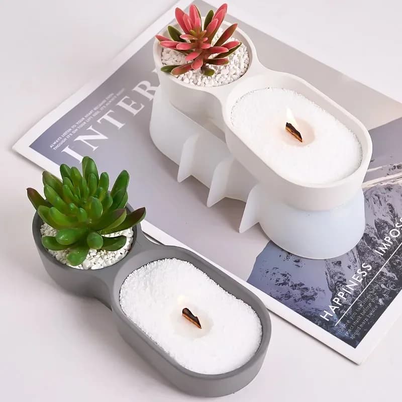 Stampo in silicone a doppia coppa per vasi, fai da te, creativo, per candele profumate, portagioie, stampo in resina, per gesso e artigianato