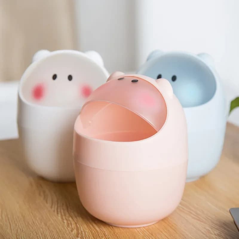Simpatico Desktop Mini Flip immondizia secchio di stoccaggio cartone animato maiale ufficio accessori per la casa scrivania contenitore per rifiuti secchio cestino