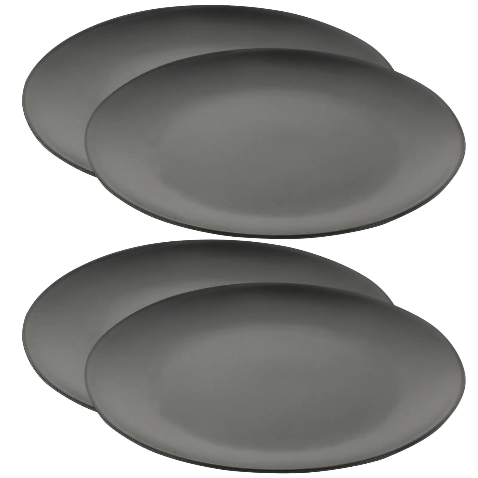 4Pcs Black Melamine Dinner Plate Set Classic Simple Fashion Round Flat Bottom Sturdy Reliable Dish for Sharing Dried Fruit Salad