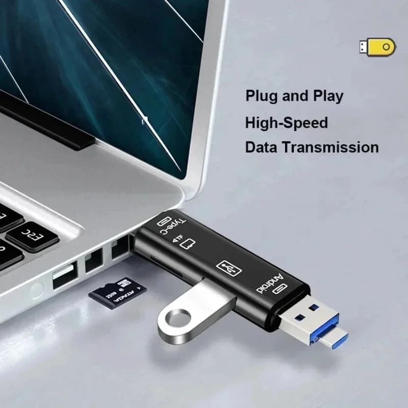 1-4pcs Multifunction OTG Card Reader 5 In 1 Type C/Usb /Micro Usb/TF/SD Memory Card USB Flash Drive Mobile Phone PC Accessories