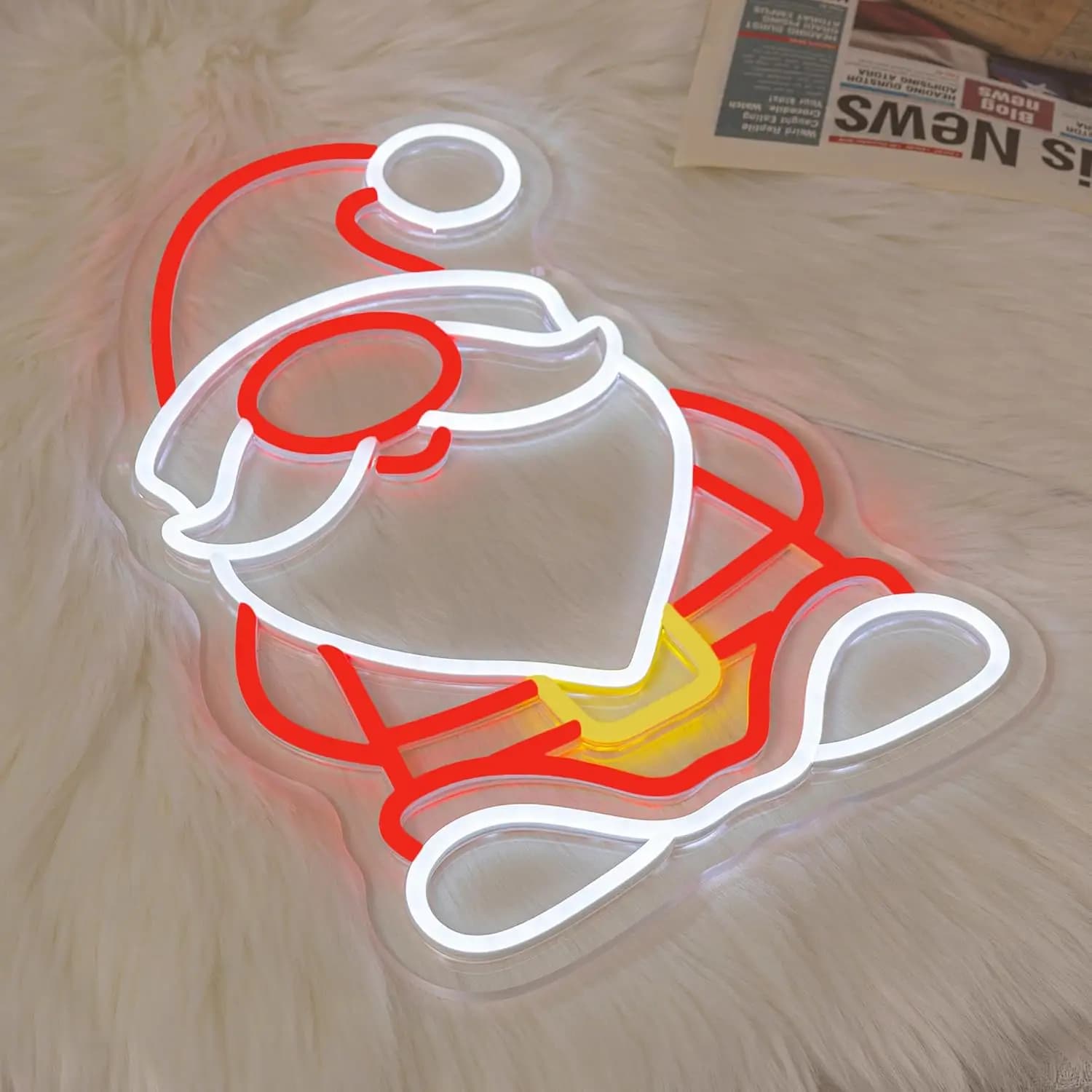 Insegna al neon con gnomo natalizio per decorazioni da parete Insegna al neon a LED con Babbo Natale colorata per la decorazione del bar della camera dei bambini della camera da letto della festa