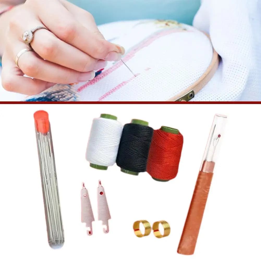 37 pezzi Set di strumenti per aghi per occhi grandi Filati per maglieria Aghi per cucire a mano Aghi per ricamo in acciaio inossidabile Strumenti per artigianato fai da te per la casa