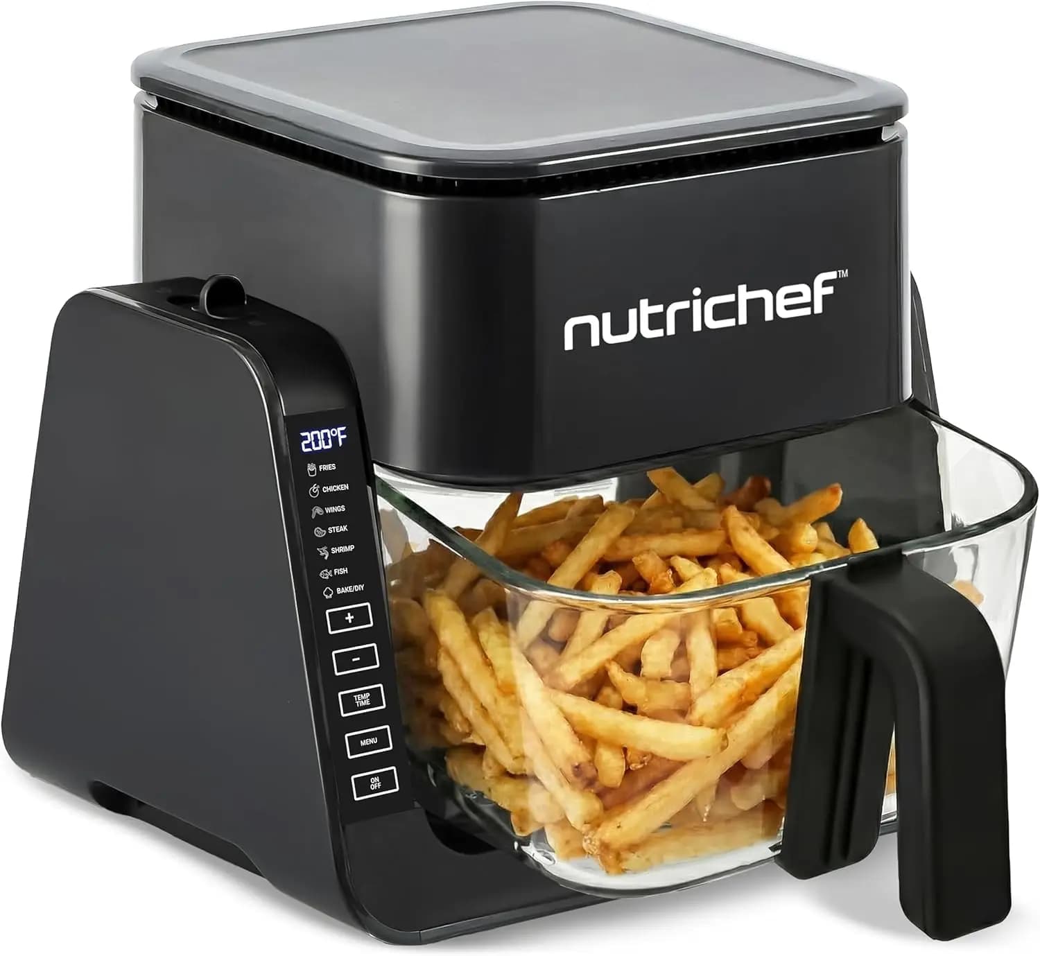 4 QT Glass Air Fryer & Grill Combo | 7 Preset Cooking Modes with Transparent Fry Basket | Perfect for Shrimp, Steak, Fries, Chic