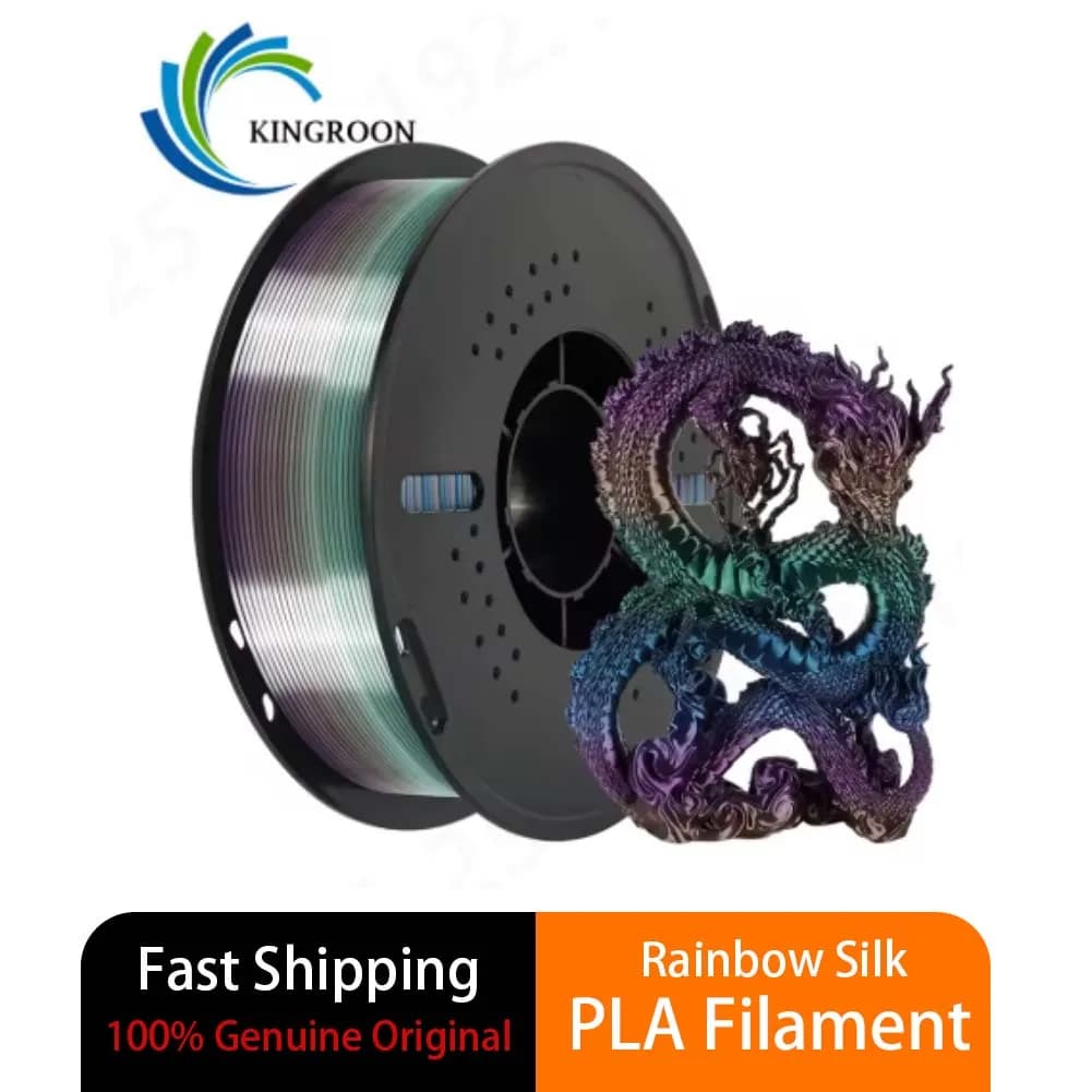 KINGROON Rainbow Silk PLA Filament 1.75mm 1KG Gradient Color Change Smooth Printing Material for FDM 3D Printer
