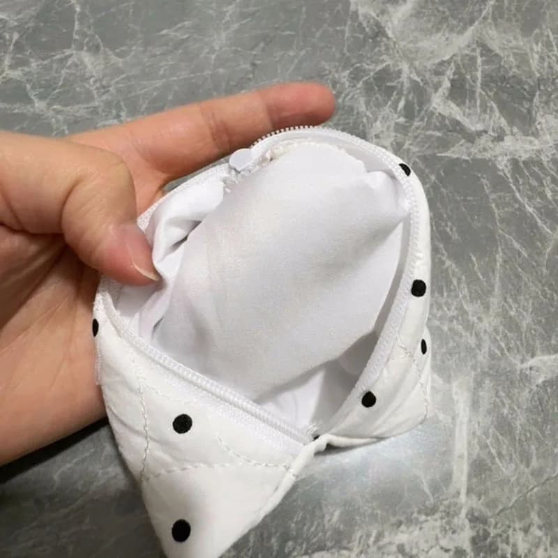 Borsa per il Trucco Trapuntata a Pois per Donne e Ragazze, Piccola e Grande, Astuccio per Rossetti e Pennelli, Pochette Cosmetica Portatile, Mini Portafoglio Portamonete