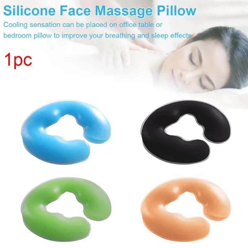 Cuscino a forma di U per il relax, da viaggio, lavabile, elastico, confortevole per il collo, morbido, per massaggio viso, portatile, in silicone.
