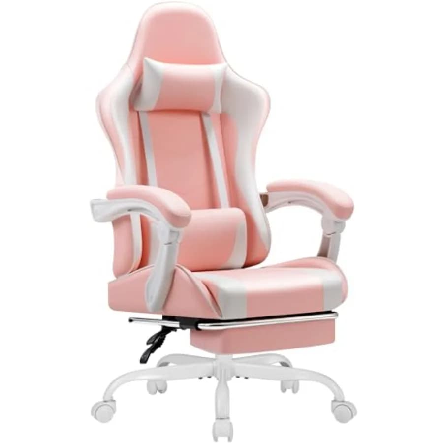 Gaming Chair with Footrest and Massage Lumbar port, Video Racing Seat Height Adjustable with 360° Swivel and Headrest for Offic