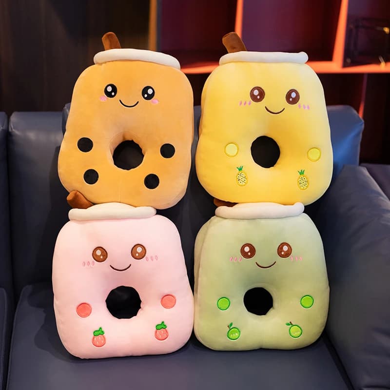 Cartoon Bubble Tea Nap Pillow peluche divertenti Boba Plushie farcito frutta bere cuscino tubo adorabile cuscino posteriore