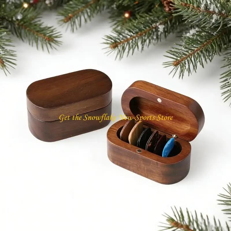 E56D Scatola porta plettri per chitarra in legno Organizzatori per plettri Regalo per chitarra in legno per musicisti