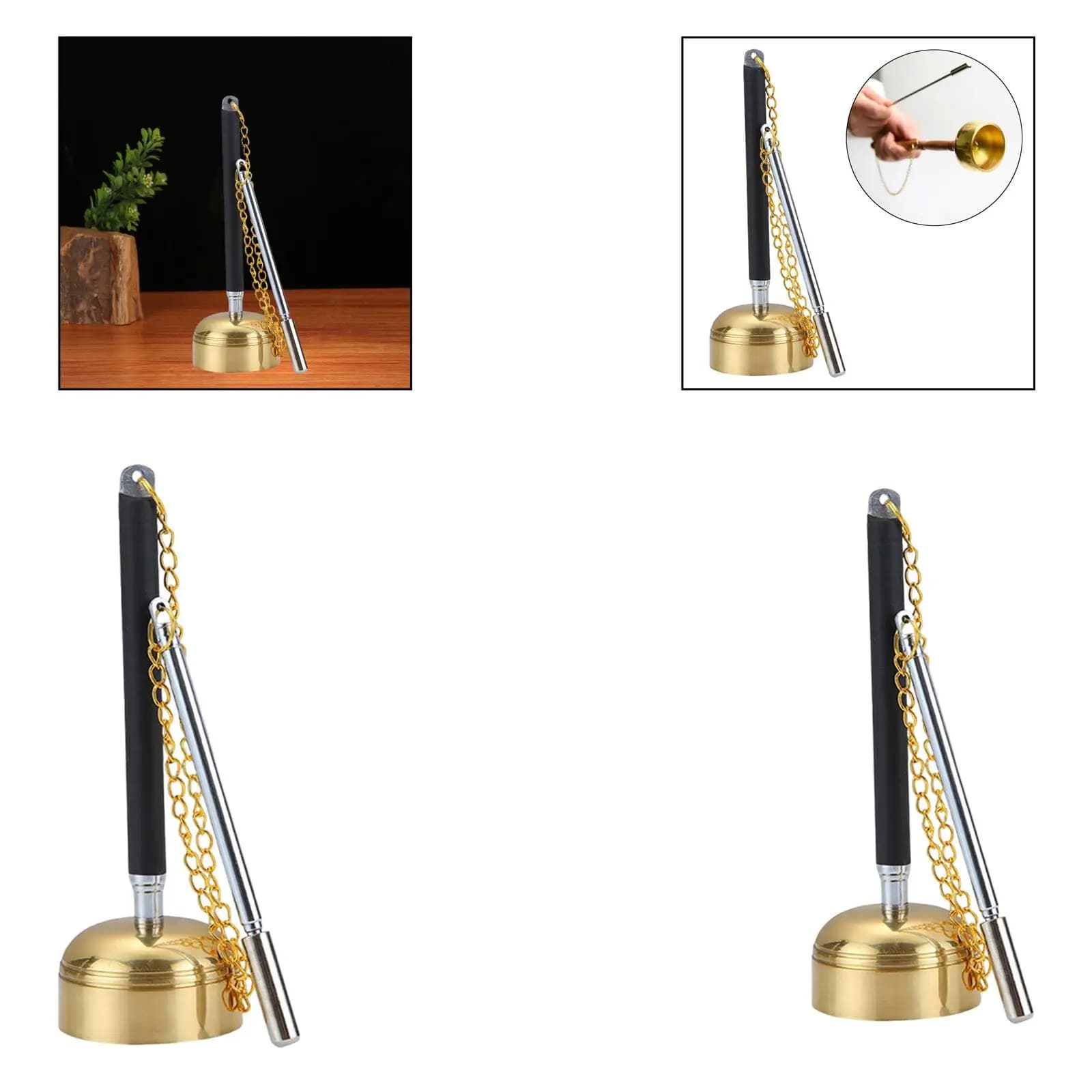 Adjustable Tibetan Hand Bell Meditation Singing Chime Bell Durable Buddhist Supplies for Ancestral Shrines and Altars