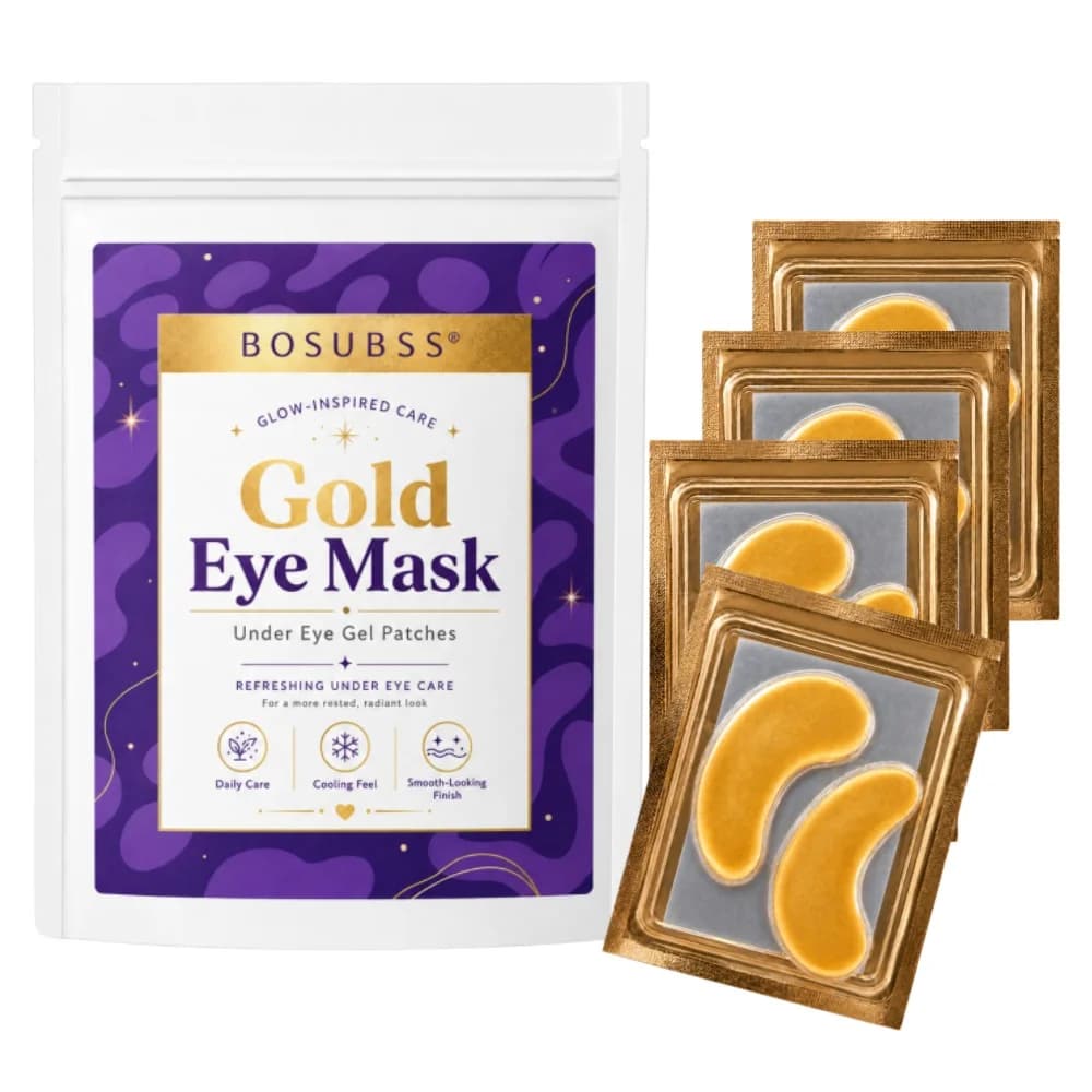BOSUBSS 24K Gold Eye Mask, Under Eye Patches Moisturizing Hydrating Refreshing for Bright Smooth-Looking Complexion