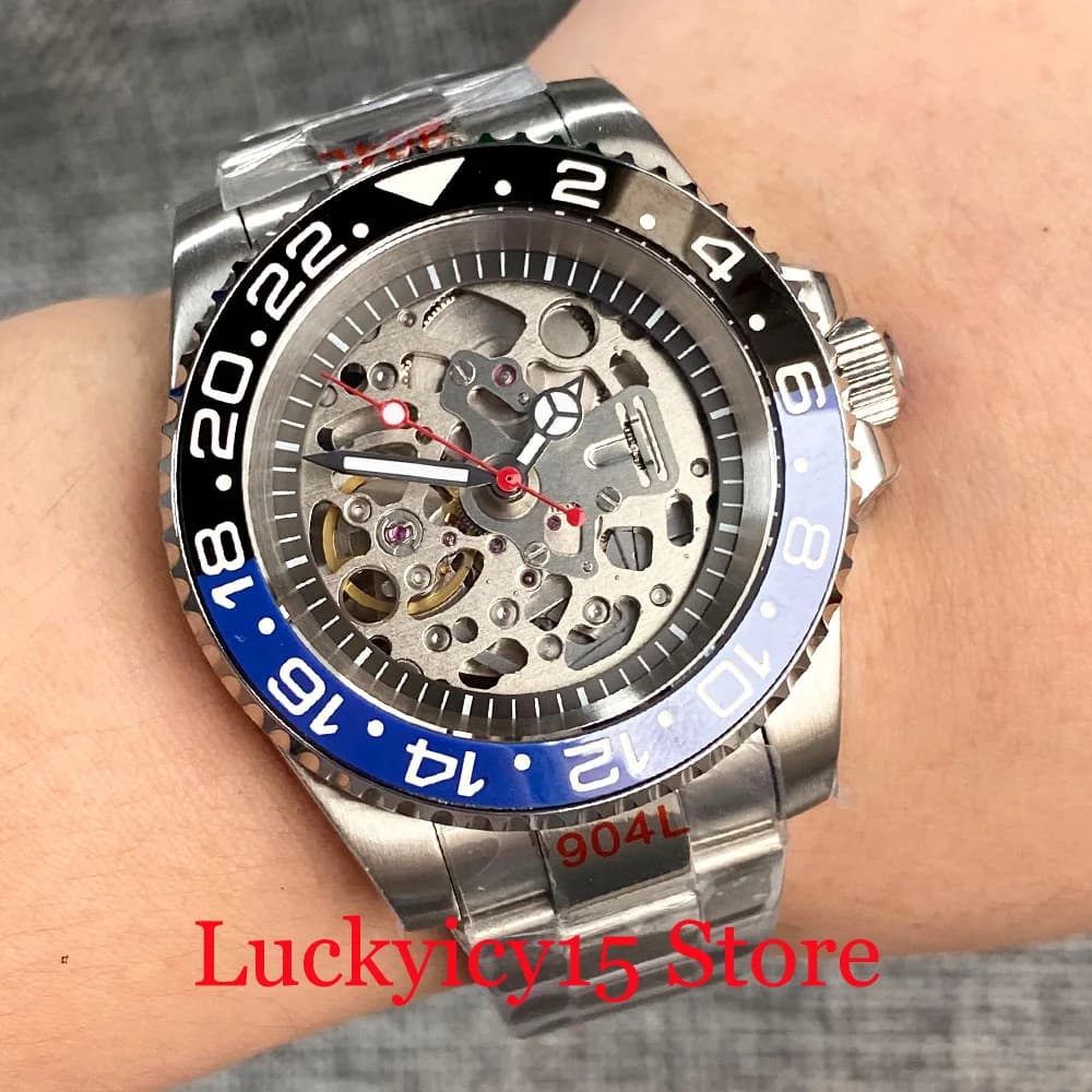 Skeleton Hollow Dial Tandorio 40MM NH70 Automatic Mechanical Men Watch 120 Clicks Ceramic Bezel 200m Waterproof Sapphire Glass