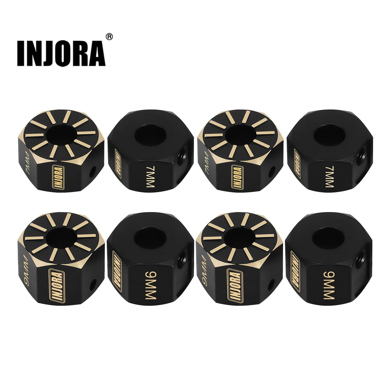 INJORA Rivestimento Nero Ruota Esagonale In Ottone per 1/10 RC Crawler Axial SCX10 PRO SCX10 III UTB10 Capra Aggiornamento