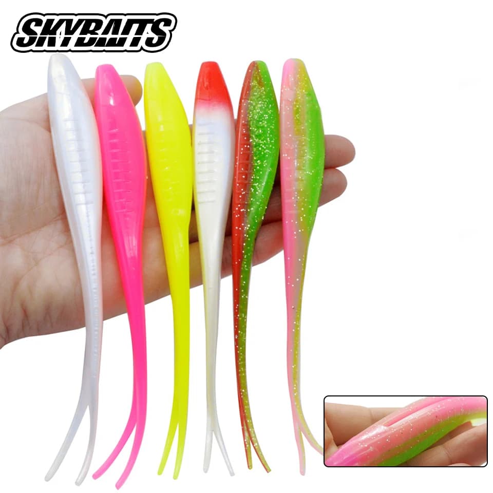 SKYBAITS 3 Pezzi 170mm 15.5g Esche Morbide da Pesca a Goccia con Coda a V, Swimbait a Verme per Spigola, Attrezzatura da Pesca in Acqua Dolce