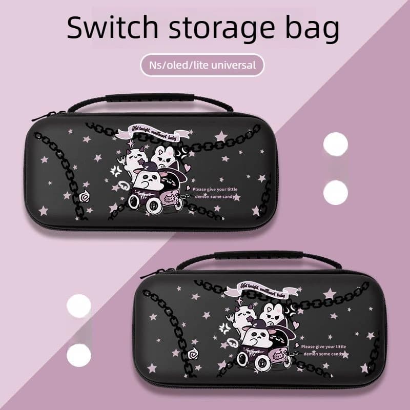 Cartoon Gothic Ghost Bear Storage Case For Switch OLED Lite Universal Shockproof Portable Protective Carry Bag Game Accessories