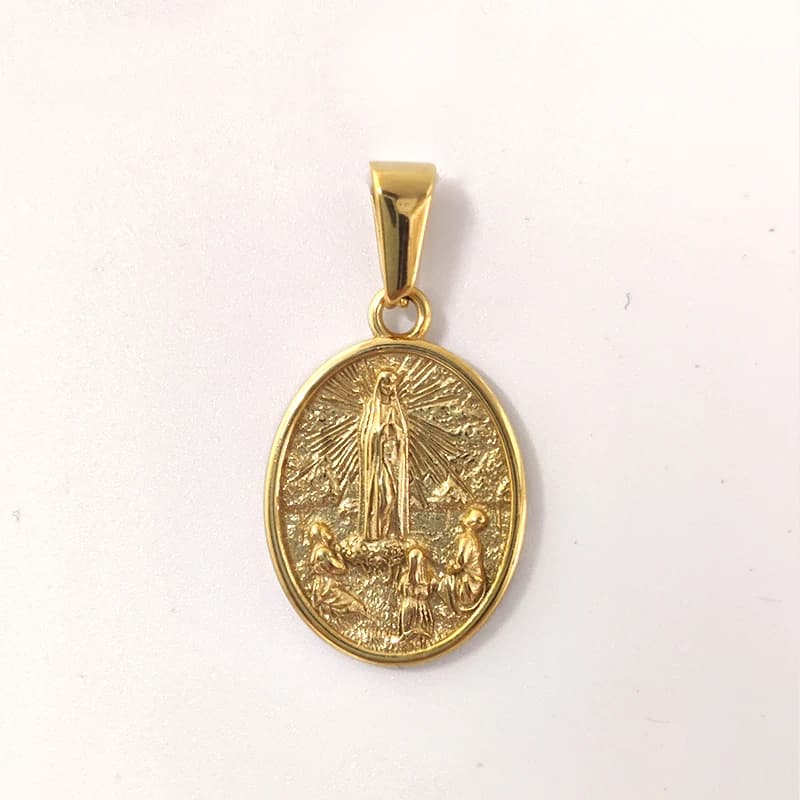 Hip Hop Jesus & Virgin Mary Pendant Necklace - 18K PVD Gold Plated Stainless Steel Jewelry for Men Gift