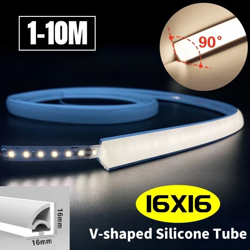 1-10 m 90 ° LED incandescente V-Type Neon Tubo di silicone Lampada a corda Canale flessibile impermeabile per WS2811 WS2815 Luce di striscia al neon per esterni