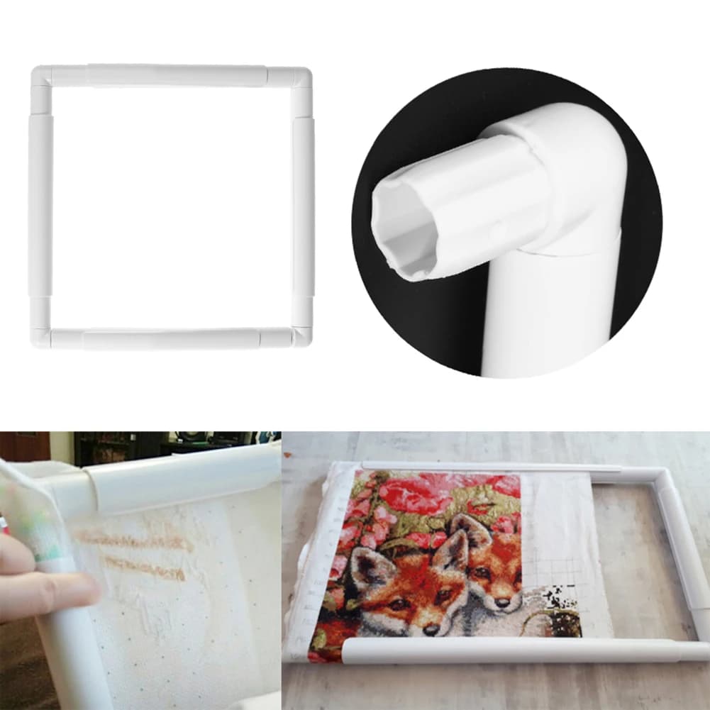 Telai per Punto Croce in Plastica Rettangolari Bianchi, Cornici per Ricamo e Quilting, Strumenti per Lavori a Mano