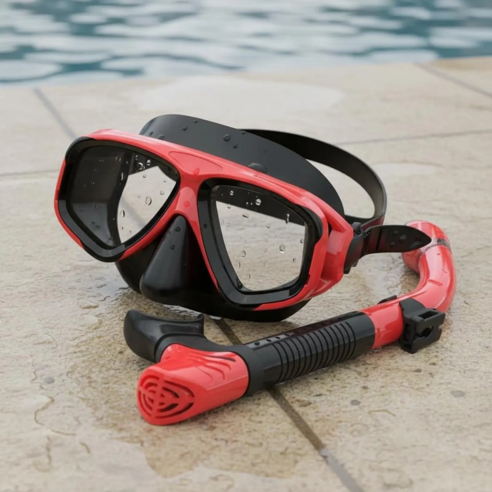 Dry Snorkel Mask Set Anti-Leak Mask and Snorkel Combo Water Sports Gear Easy to Clean Shatter Resistant Lens for Snorkeling