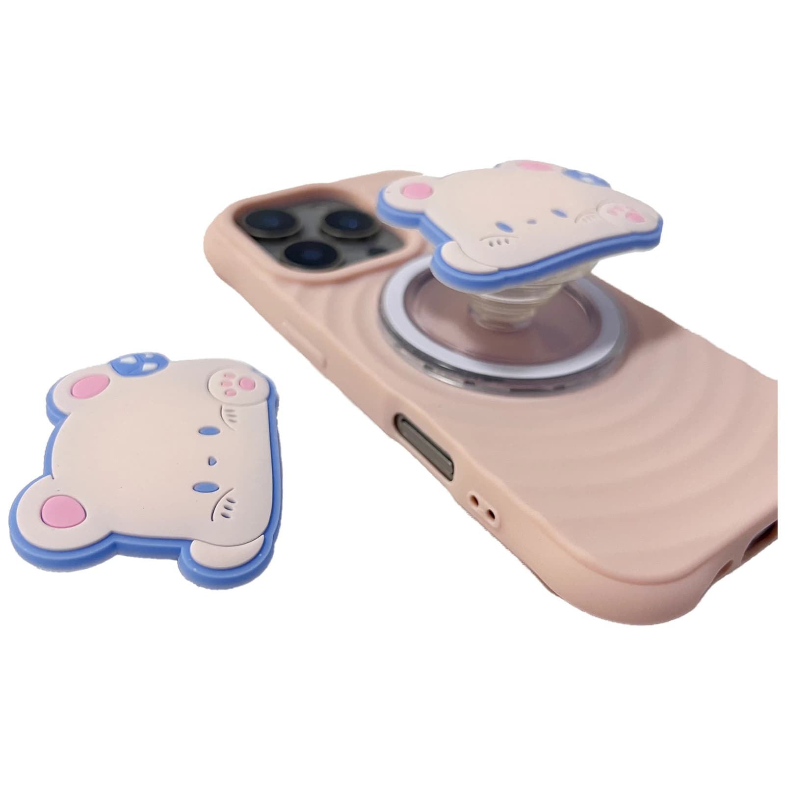 Supporto per telefono morbido e carino con orso limone, supporto per telefono Griptok, supporto per iPhone 17 iPhone 16Pro Max Samsung