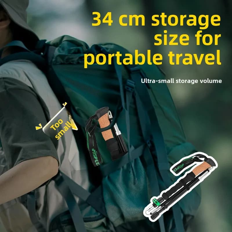 Lightweight Aluminum Trekking Poles, Collapsible Hiking Walking Sticks with Adjustable Height, Foldable Outdoor Staff for Travel