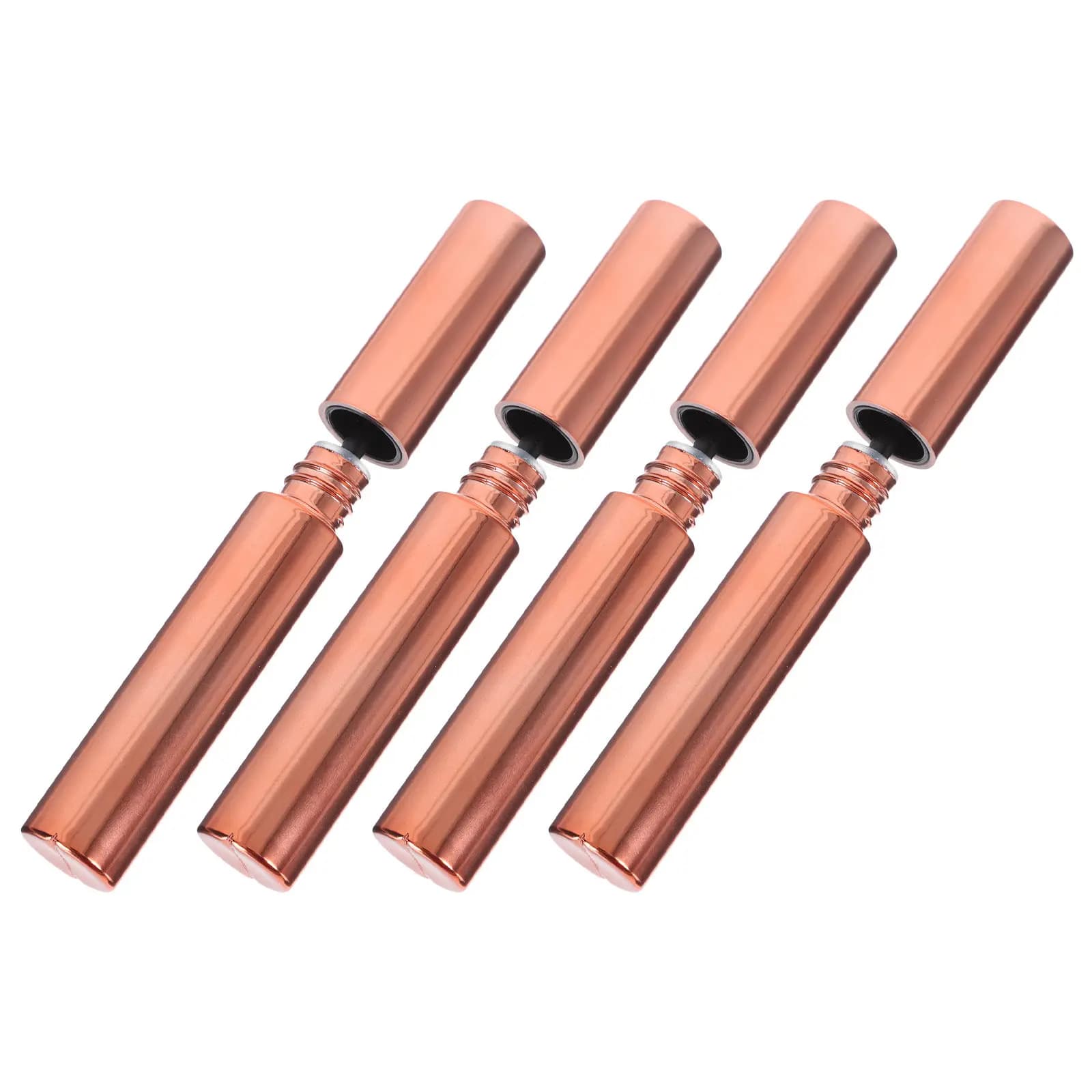 4 Golden Vacuum Tubes for Mascara, Fa-da-te Rechargeable Containers for Eyeliner, Lip Balm, Siero Ciglia, Plastic Flacons with Brush