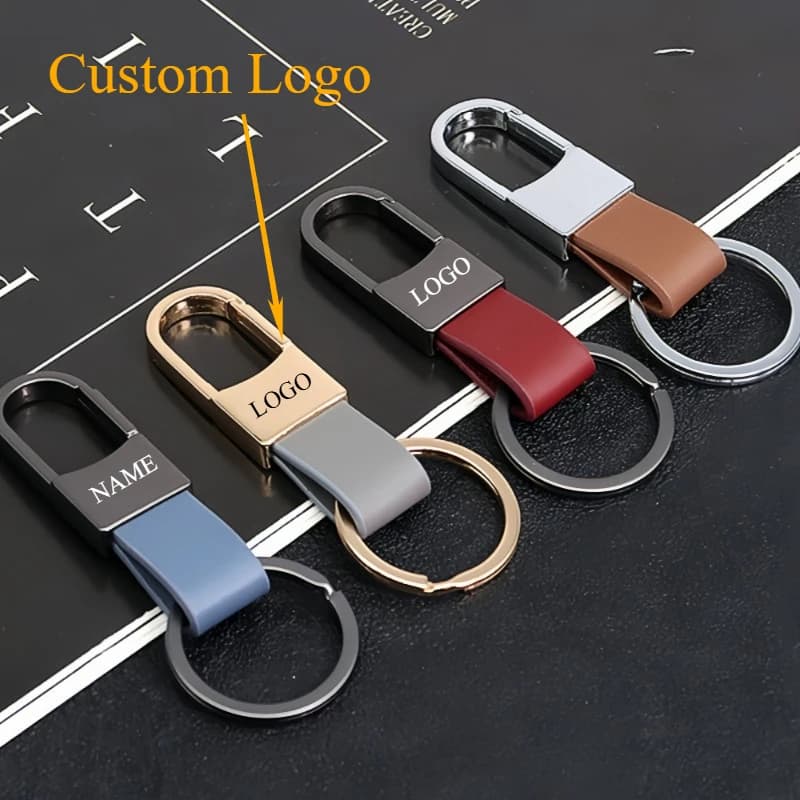 Fashion Leather Keyring Custom Logo Name Laser Engraved Keyring Metal Car Band for Women Men Keyring Accessories Gif