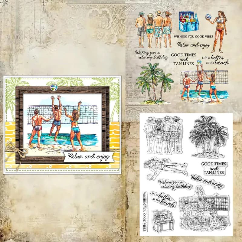 Suncraft Summer Beach Volleyball Clear Stamp Summer Autumn DIY Scrapbooking Supplies Silicone Stamps For Card Making Albums