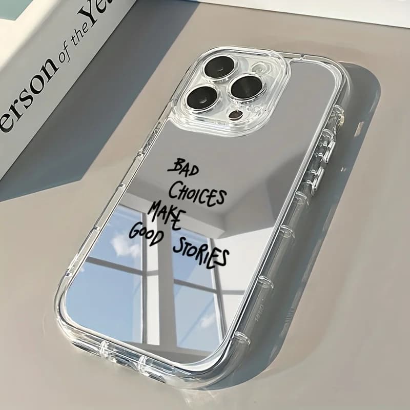 Doodle writing Mirror surface Fashion phone case for iPhone 17 16 15 14 13 12 11 ProMax Pro Plus Air Girls' makeup Dropresistant