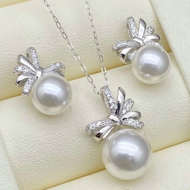 Orecchini Pendenti con Perle in Argento Sterling S925, Set di Orecchini a Nodo con Perno, Gioielli in Argento Puro, Nuova Moda
