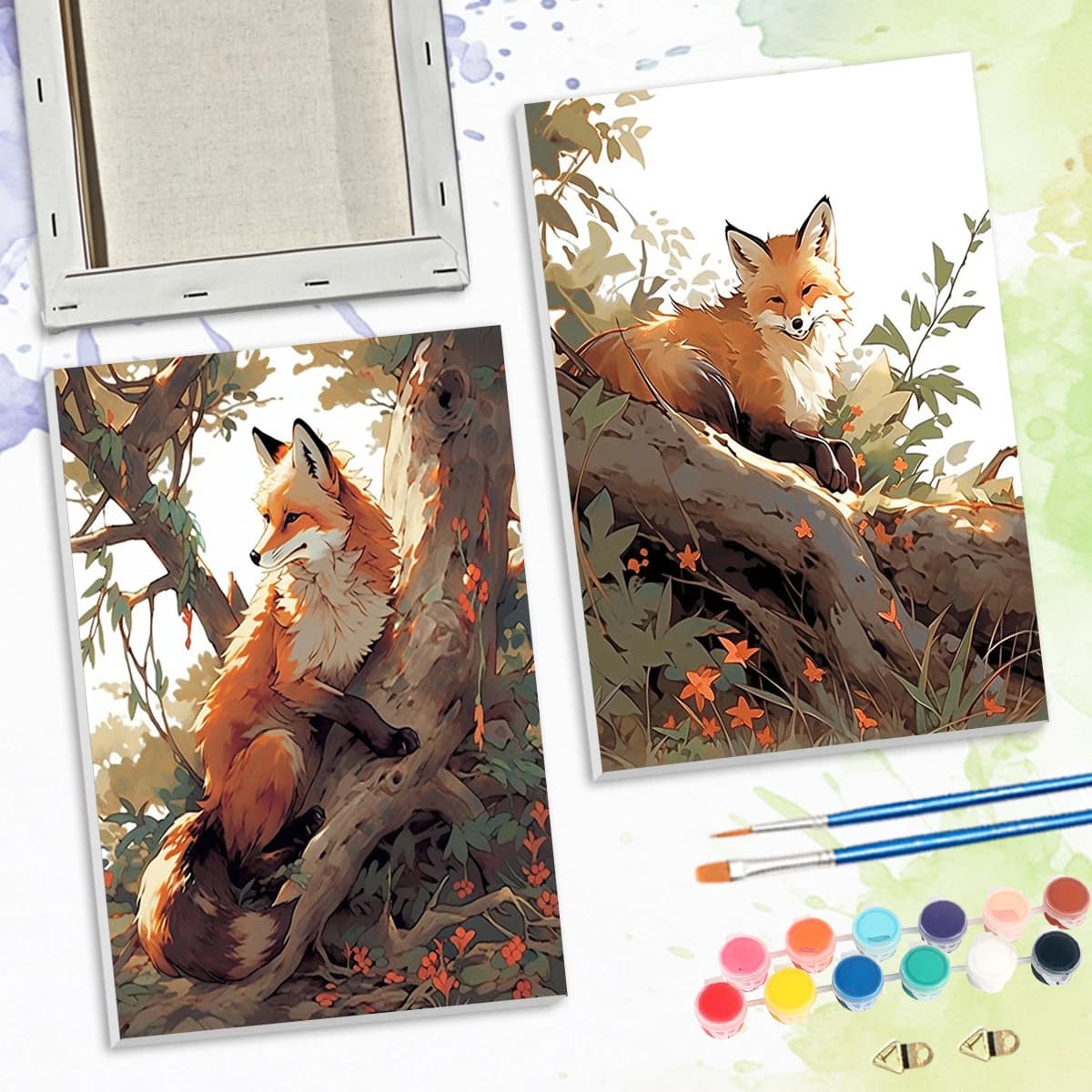 2026 Paint By Numbers For Beginner Cute Fox on the Tree Animals 20x30cm ready Frame Acrylic Paints Watercolor Diamond Wall Art