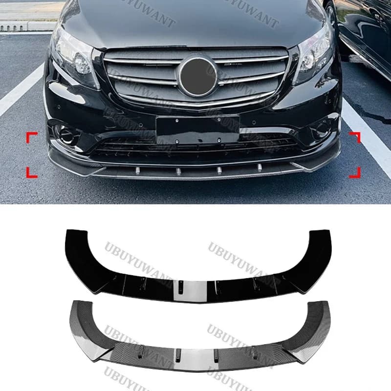 Front Bumper Lip Spoiler Diffuser Splitters Body Kit Aprons Cover Guard Trim Compatible For BENZ Vito W447 2016-2023